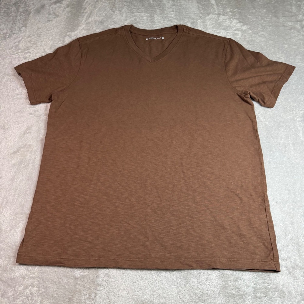 NWOT American Giant Mens Premium Slub V-Neck T-Shirt M Brown Made in USA Cotton